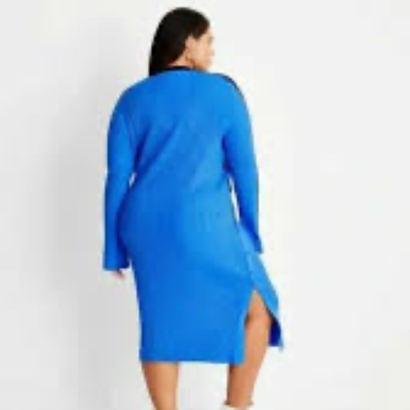 Future Collective: Kahlana Barfield Brown Ribbed Long Sleeve Sweater Dress 1X - Picture 5 of 5